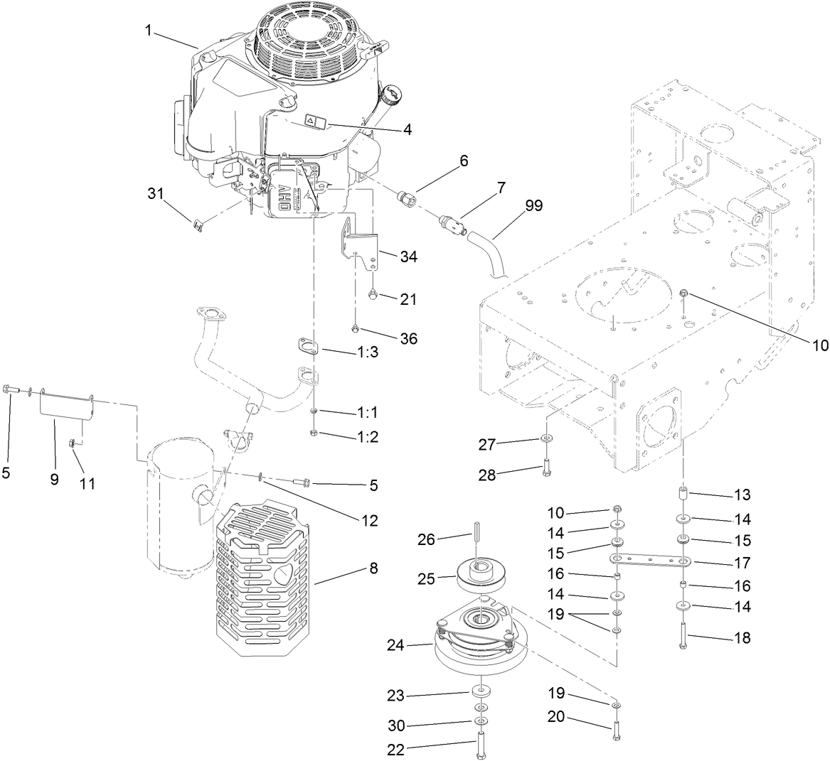 Engine and Clutch Assembly