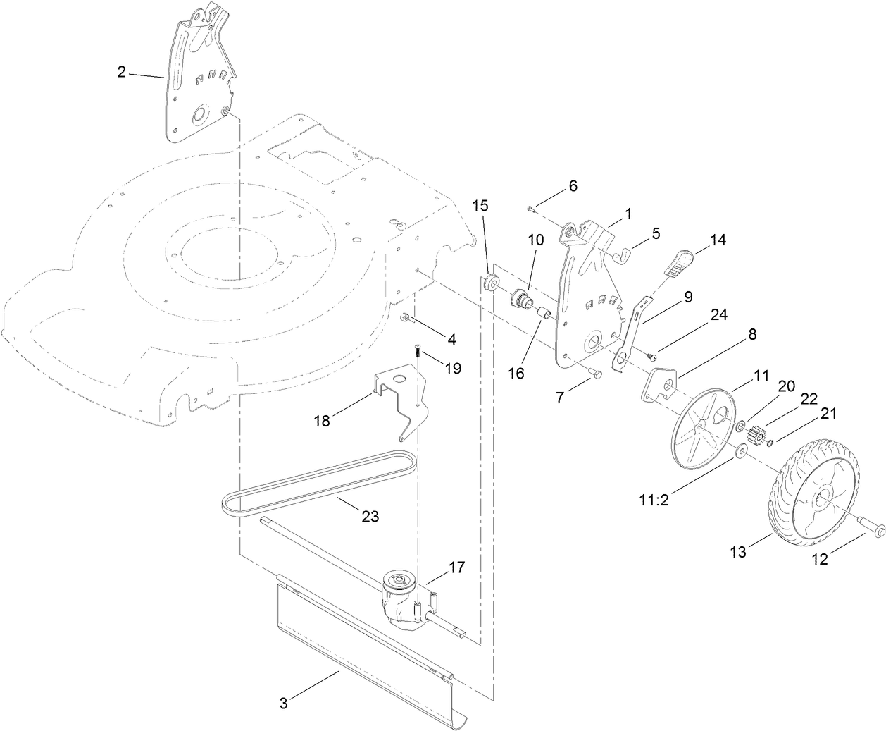 Transmission and Rear Wheel Drive Assembly