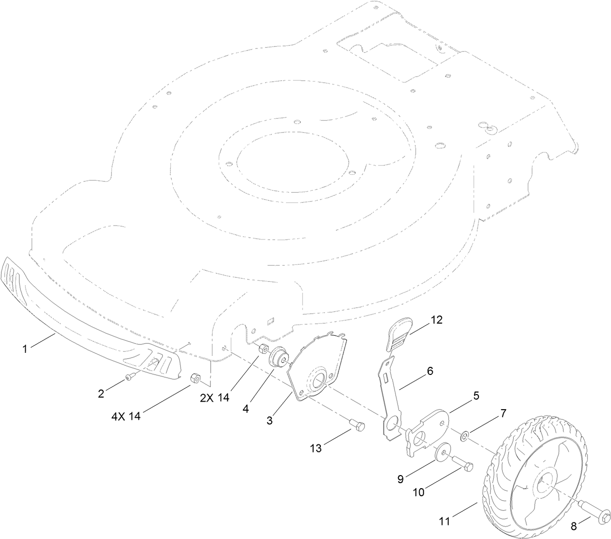 Front Wheel and Height-of-Cut Assembly