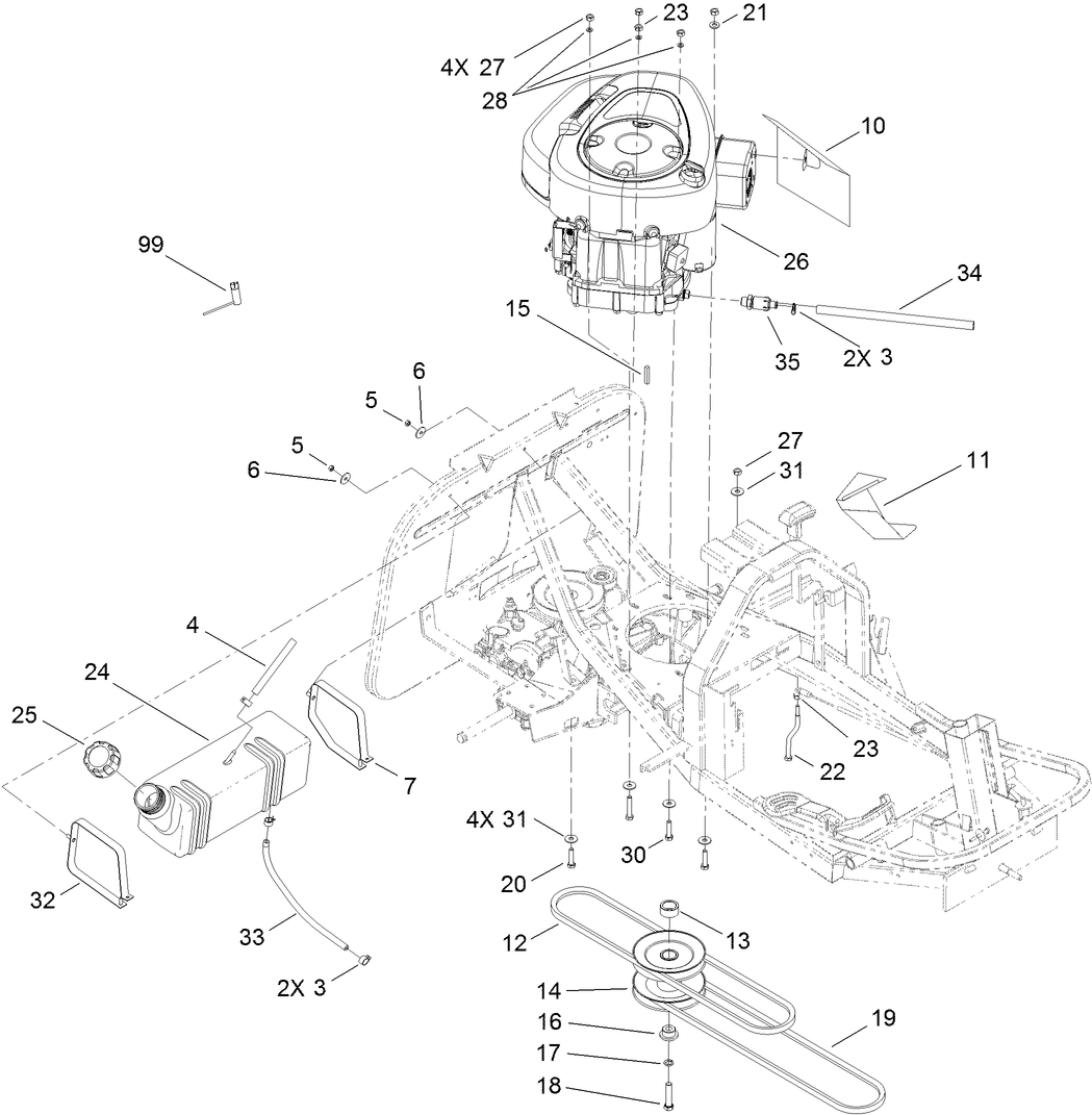 Engine and Fuel Tank Assembly