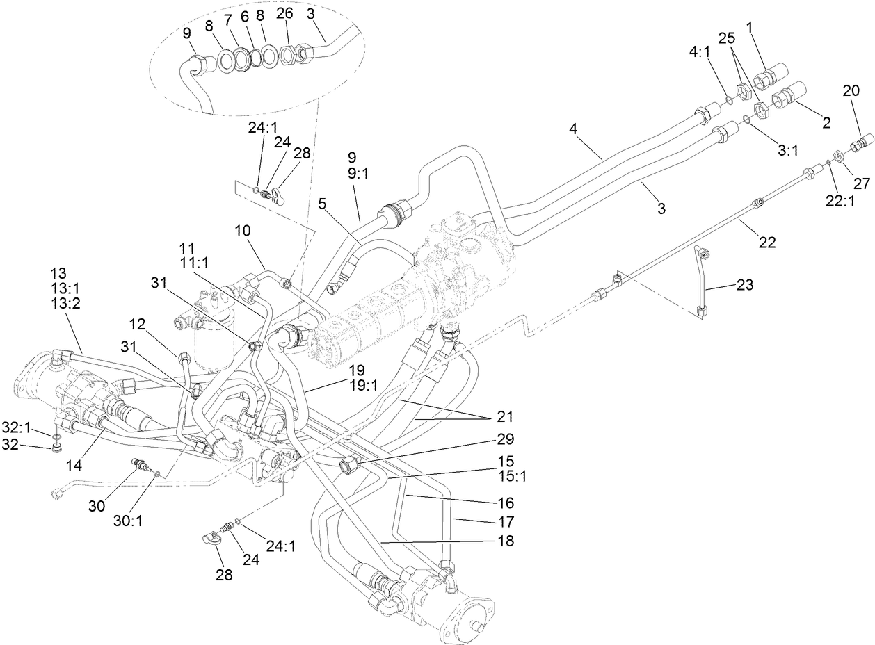 Traction Hydraulic Line Assembly