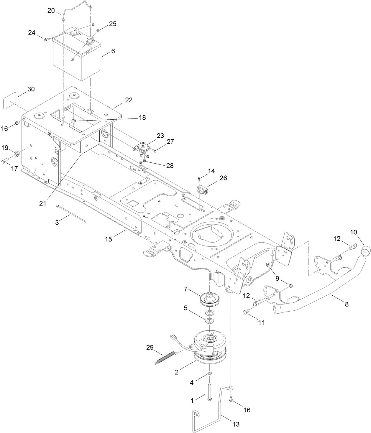 Frame, Battery and Electric PTO Assembly