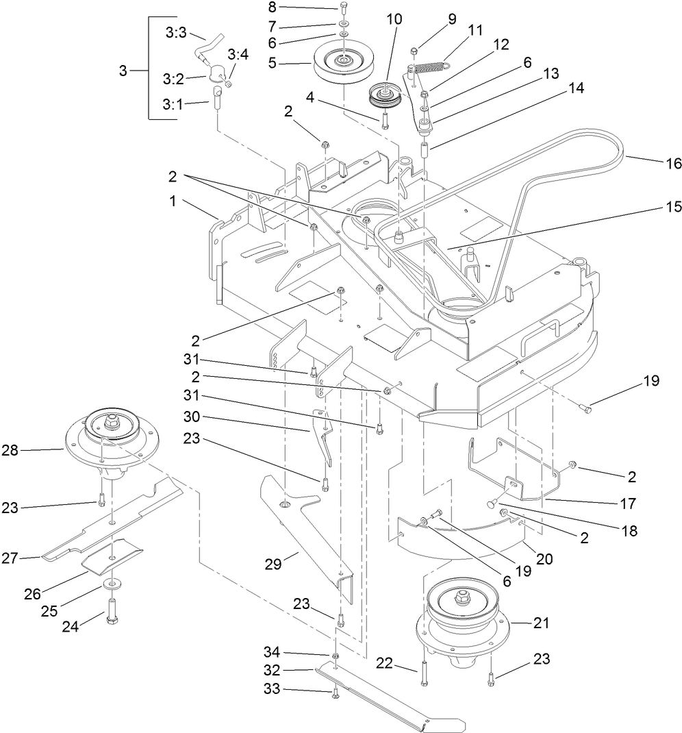 Deck Drive and Baffle Assembly