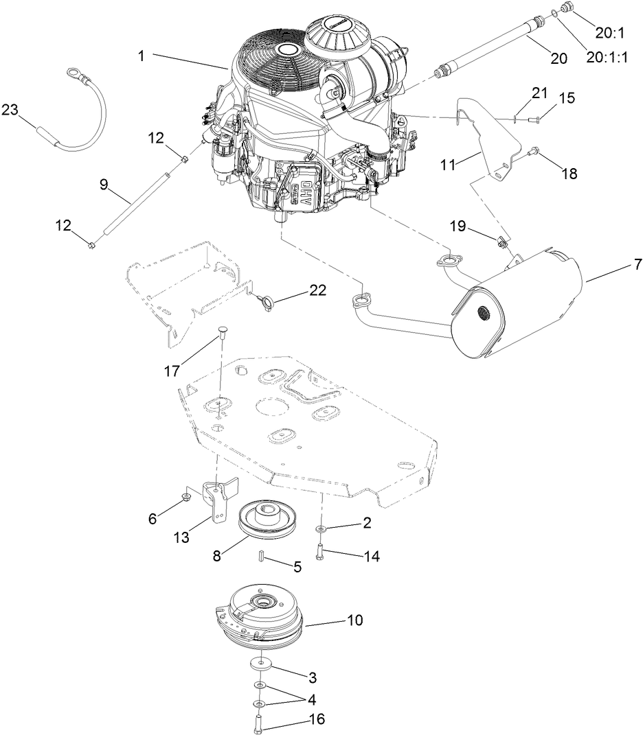 Engine, Clutch and Muffler Assembly