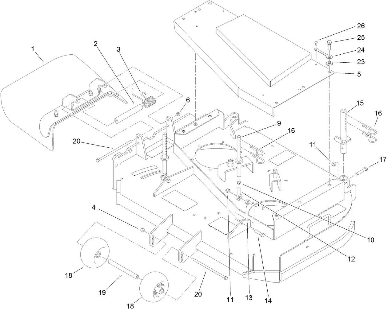 Deck Deflector, Roller and Cover Assembly