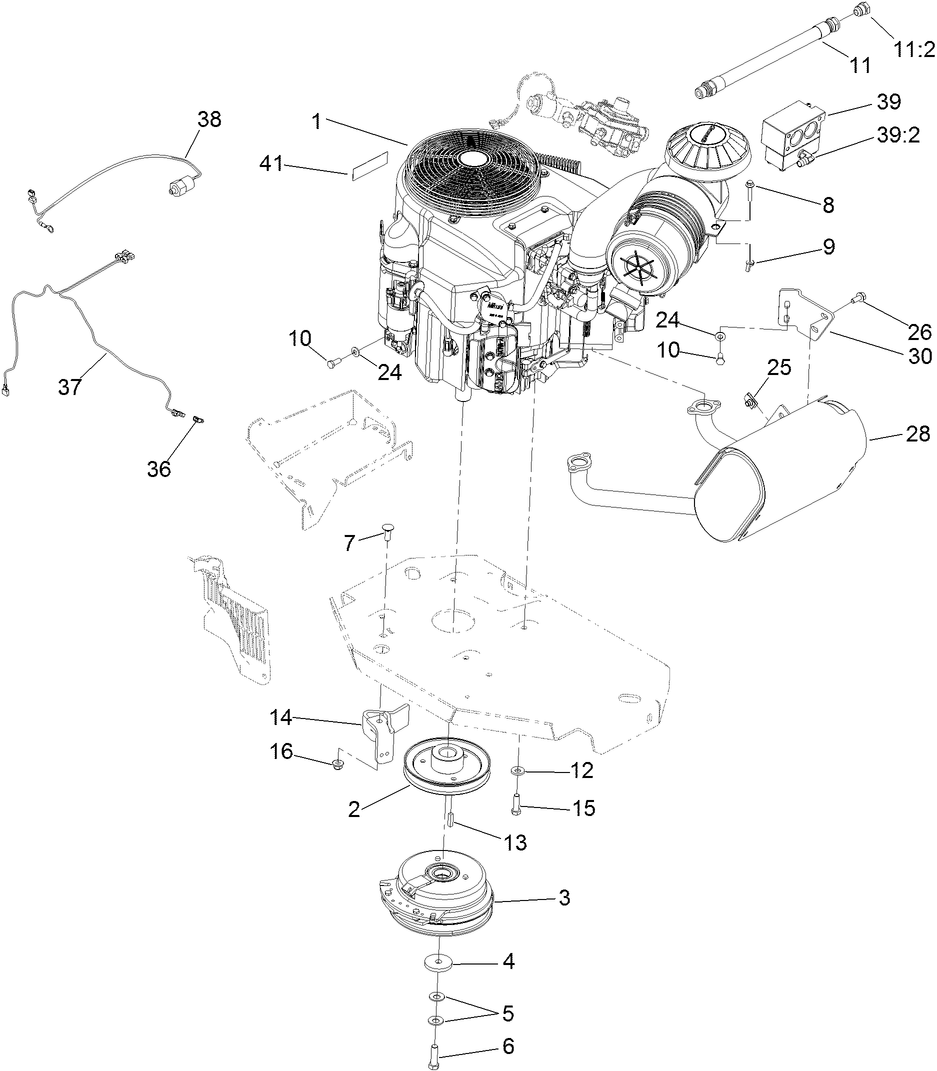 Engine, Clutch and Muffler Assembly