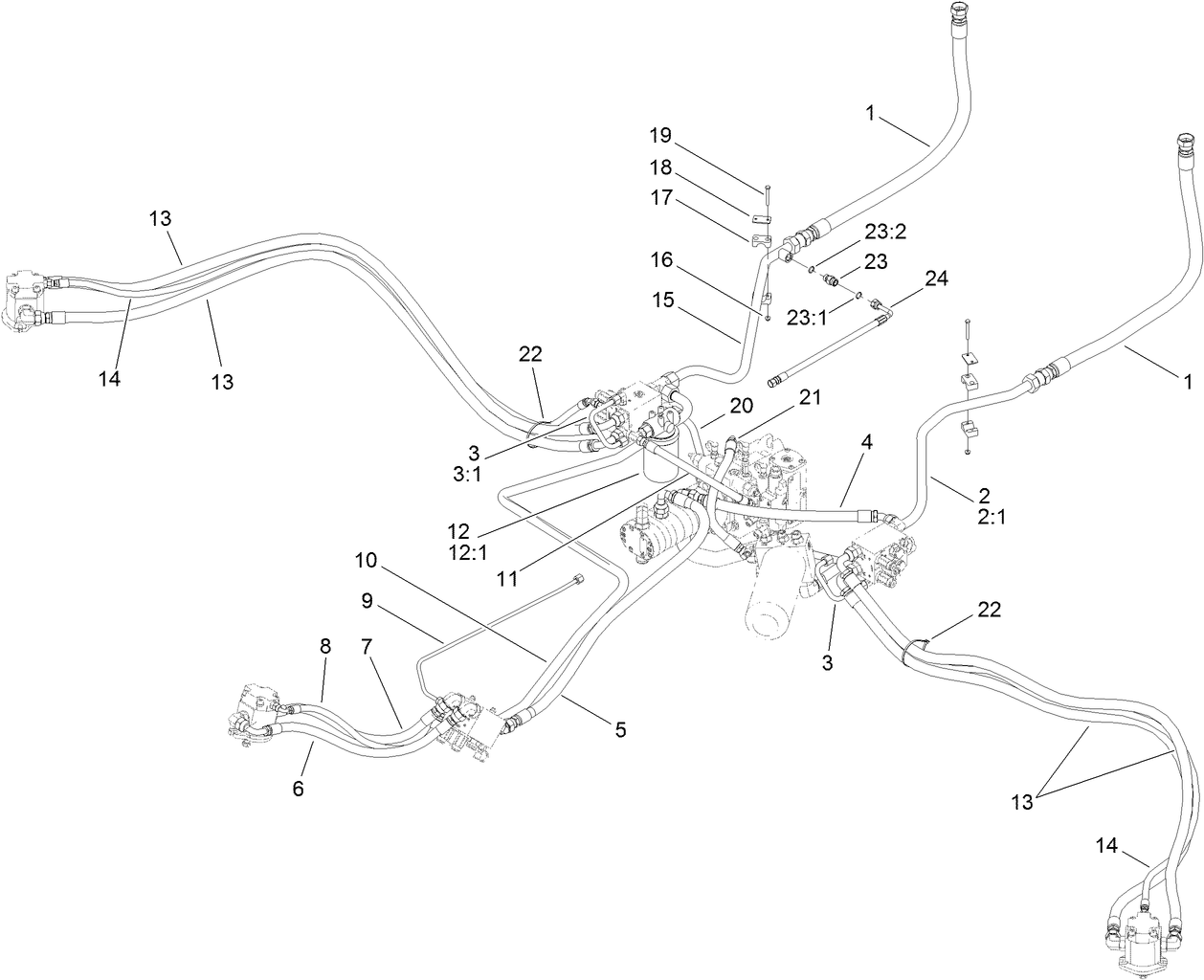 Power-Take-Off Hydraulic Plumbing Assembly