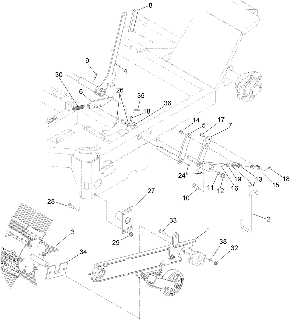 Rake and LH Trailing Arm Assembly