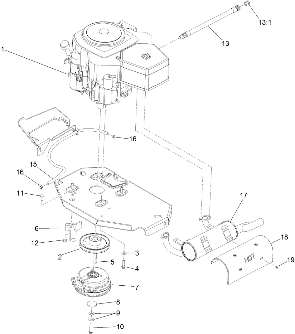 Engine, Clutch and Muffler Assembly