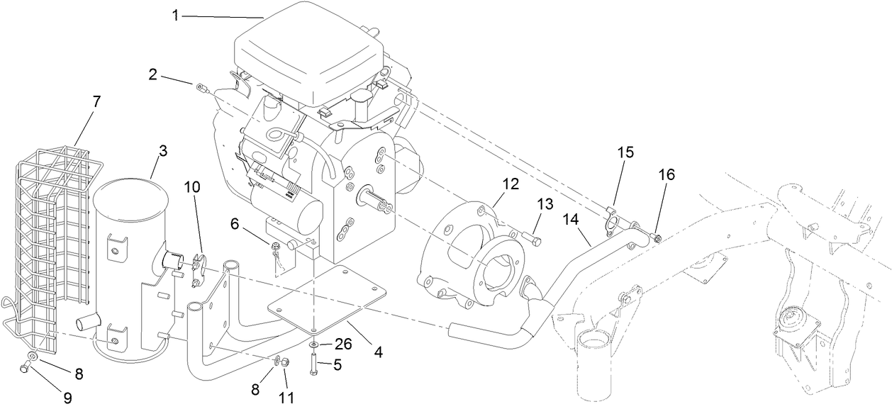 Engine and Exhaust Assembly