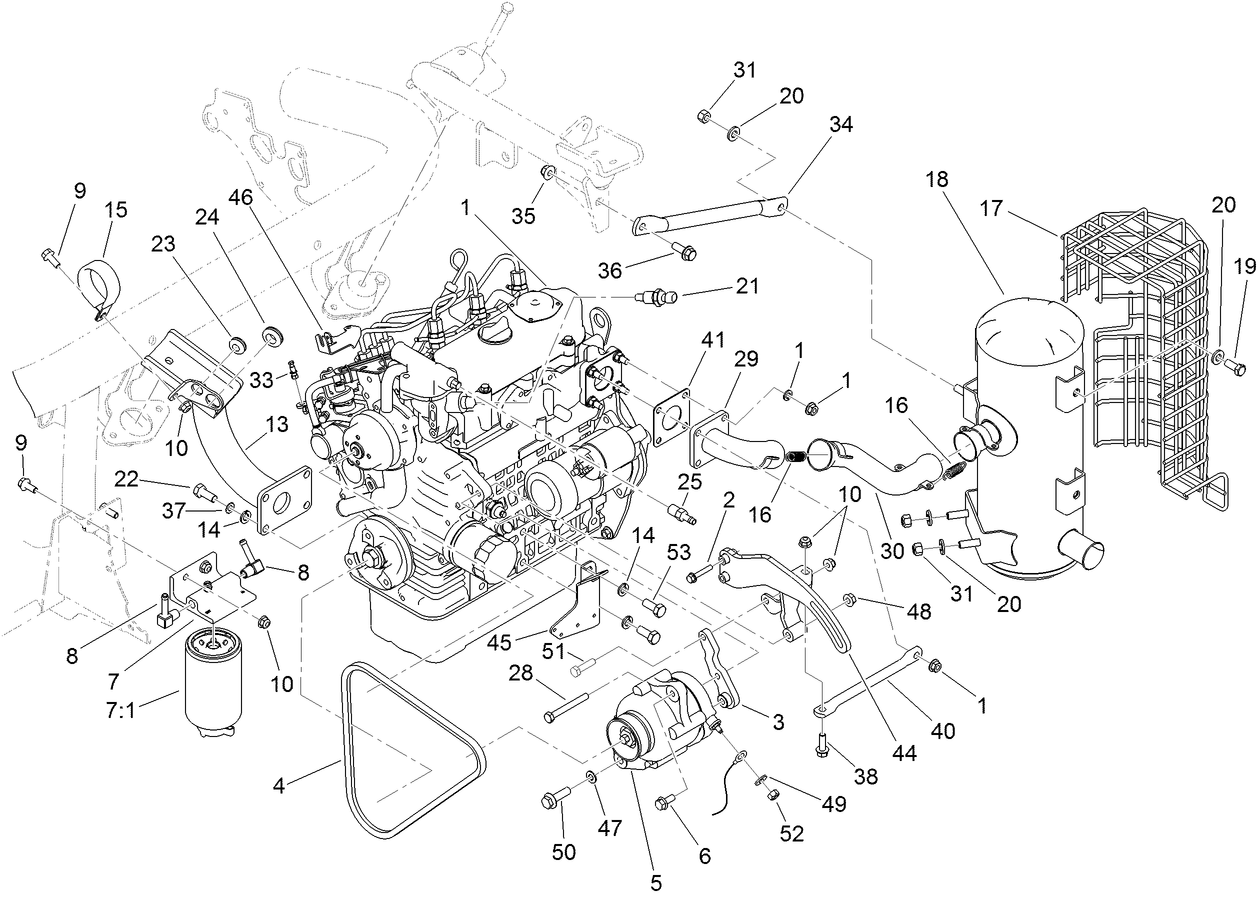 Engine and Exhaust Assembly