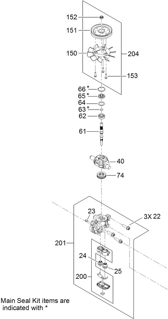 Center Section and Fan Pulley Assembly Transmission Assembly No. 121-0999