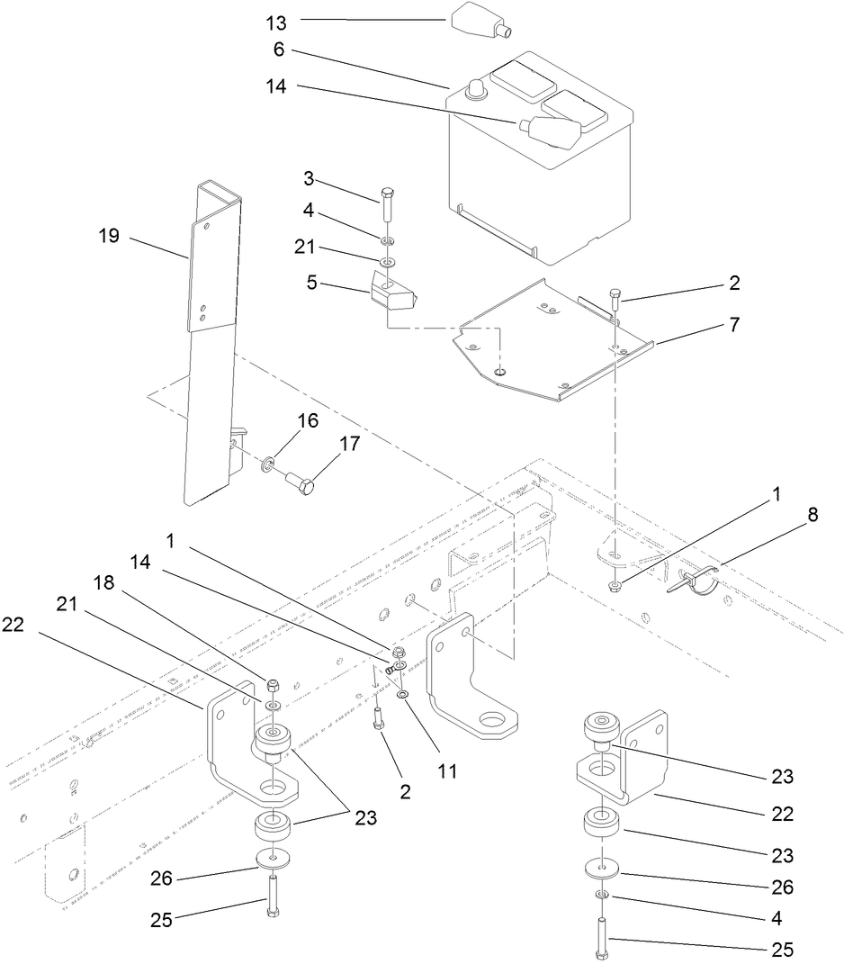Battery and Engine Mount Assembly