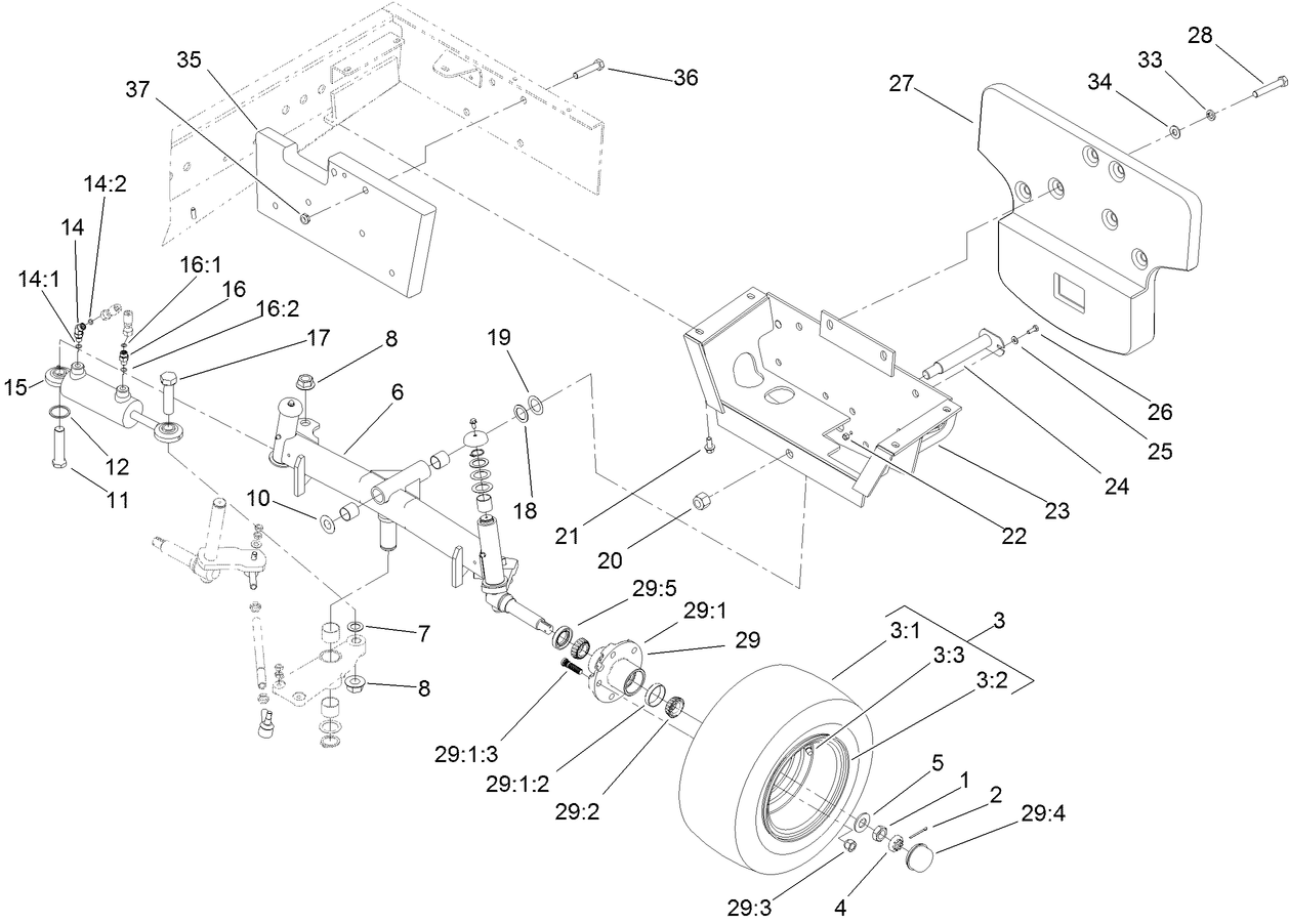 Rear Axle and Tire Assembly