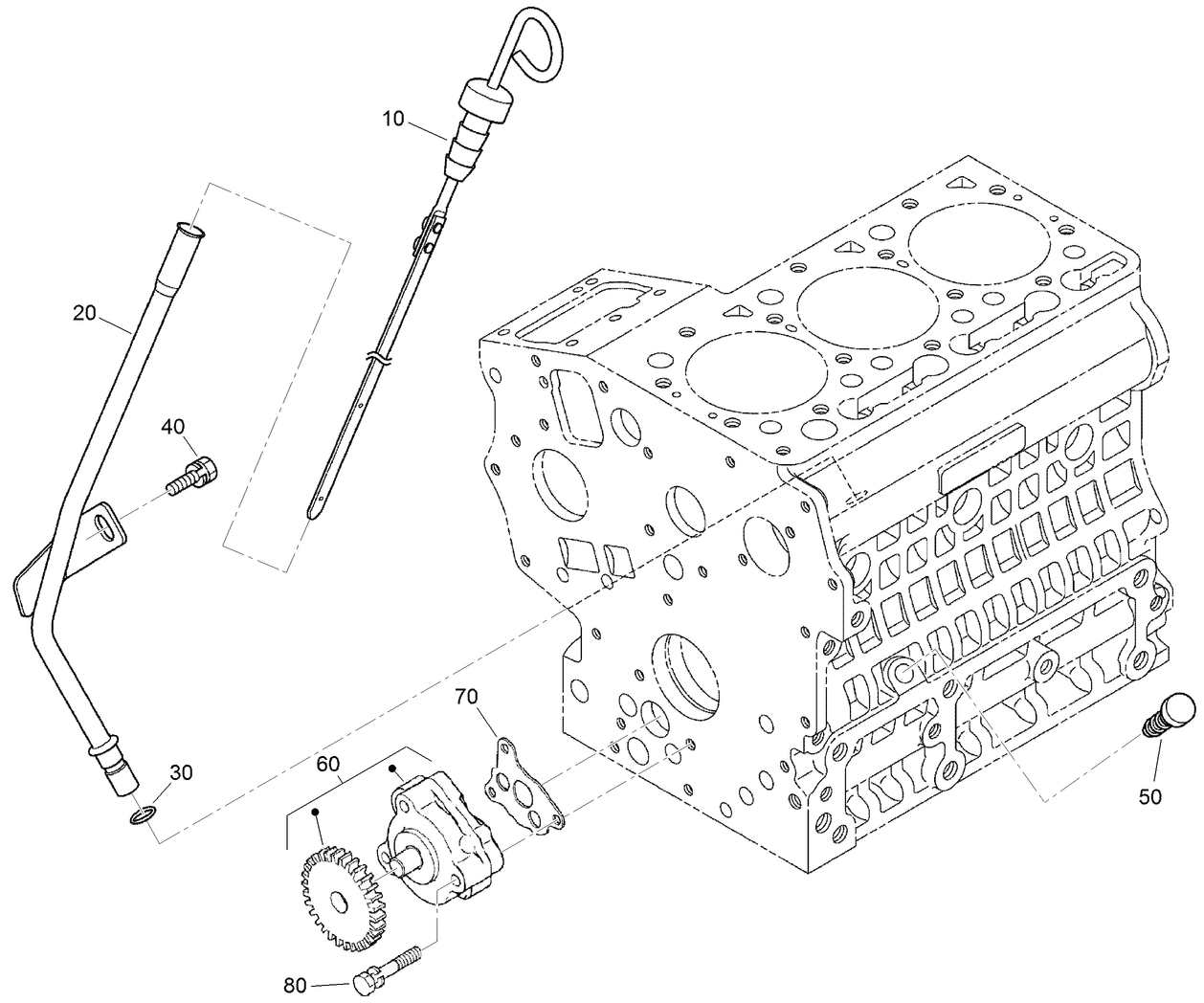 Dipstick, Guide and Oil Pump Assembly
