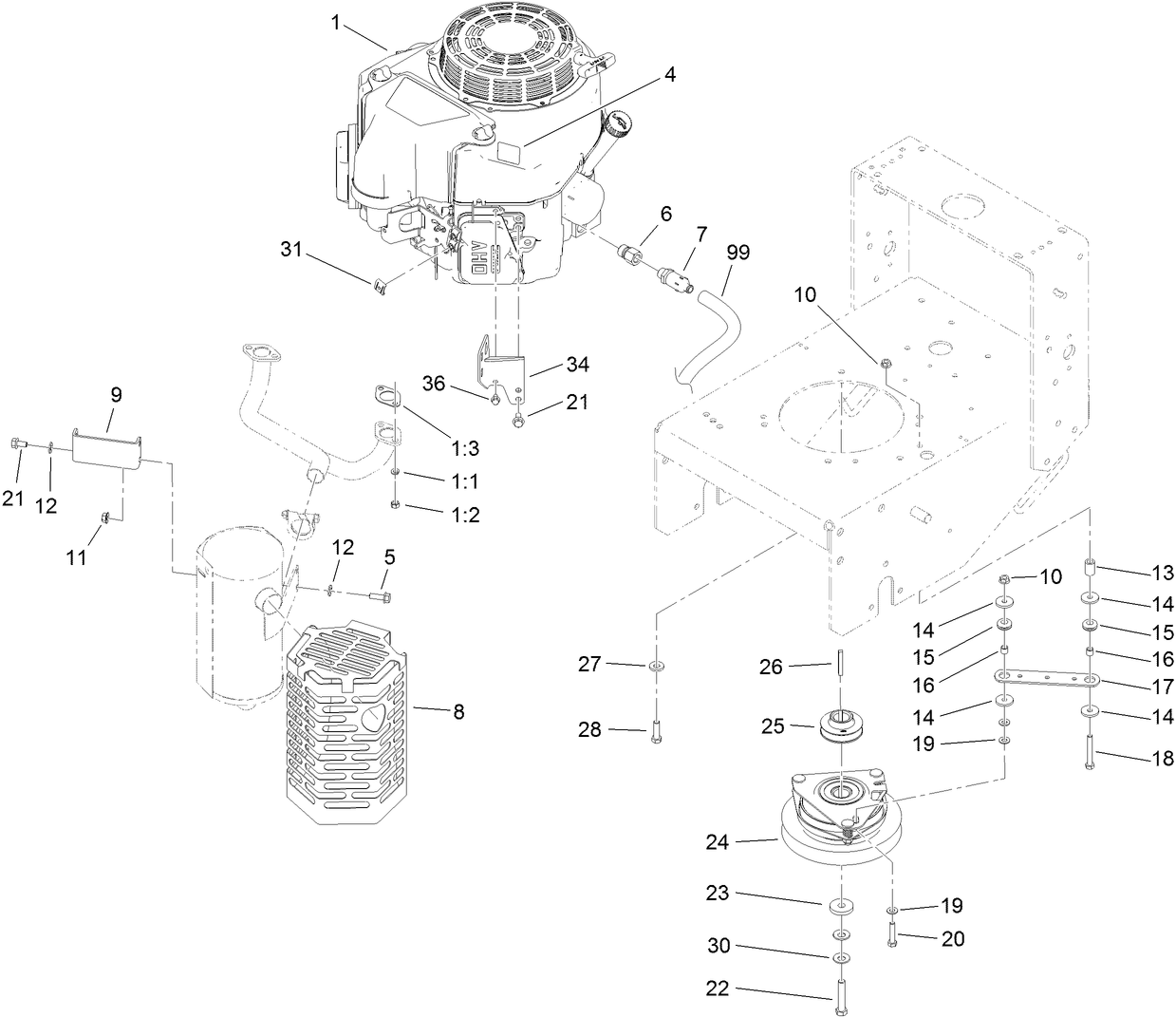 Engine and Clutch Assembly