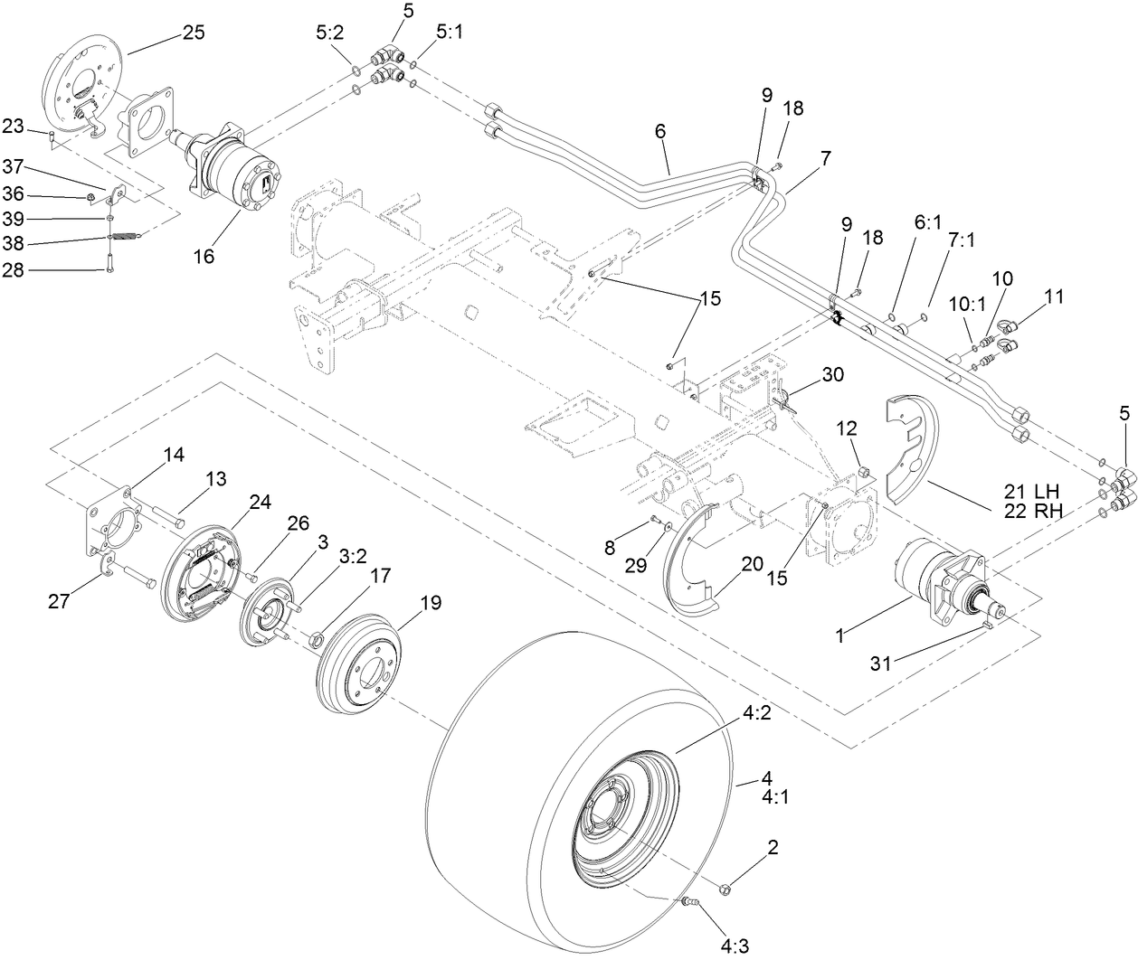Front Wheel, Brake and Hydraulic Motor Assembly