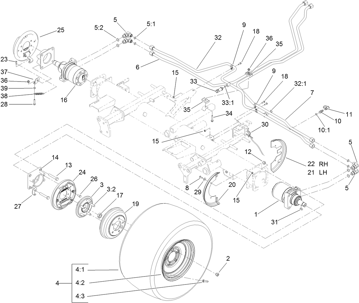 Front Wheel, Brake and Hydraulic Motor Assembly