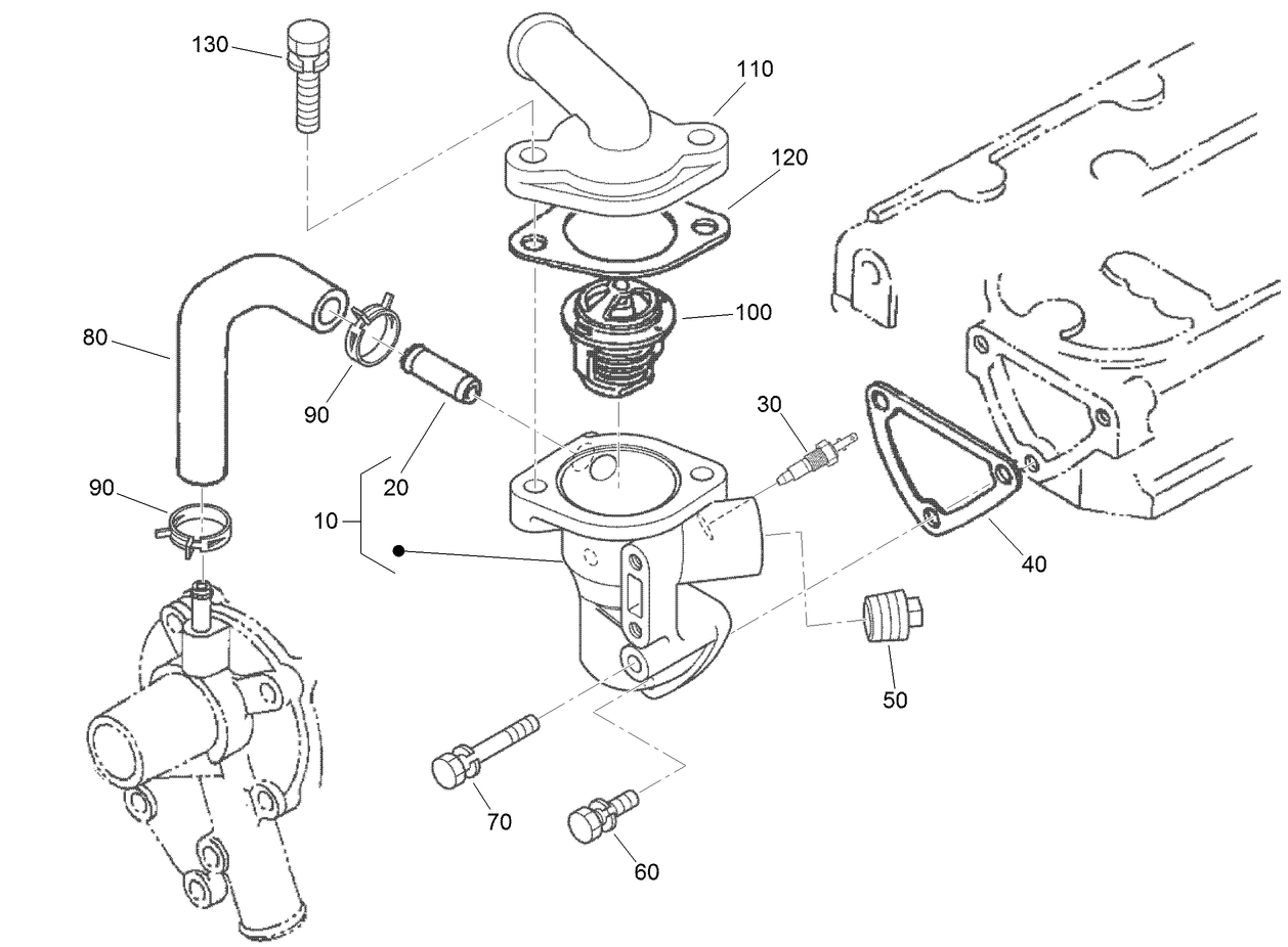 Water Flange and Thermostat Assembly