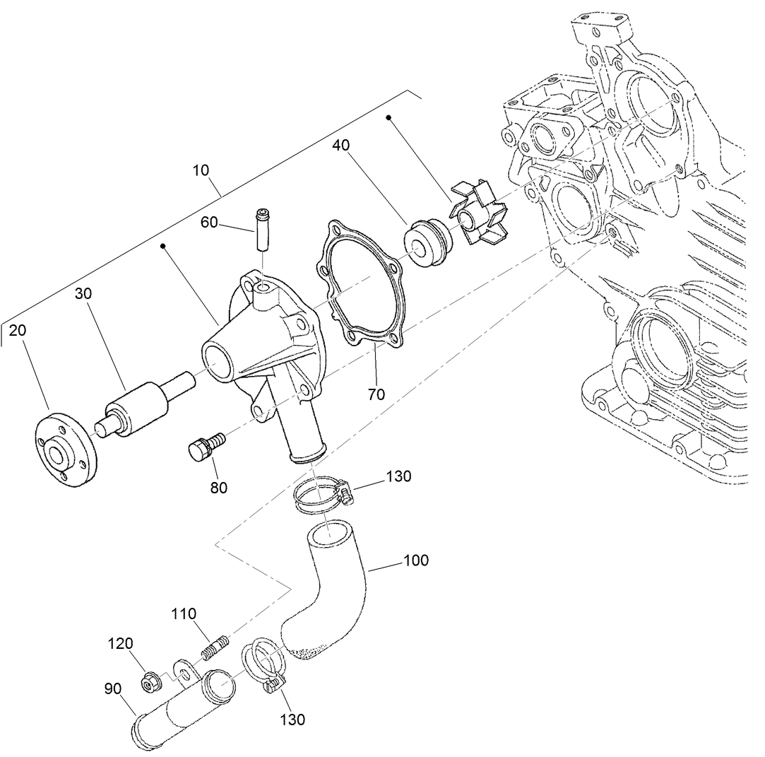 Water Flange and Water Pipe Assembly