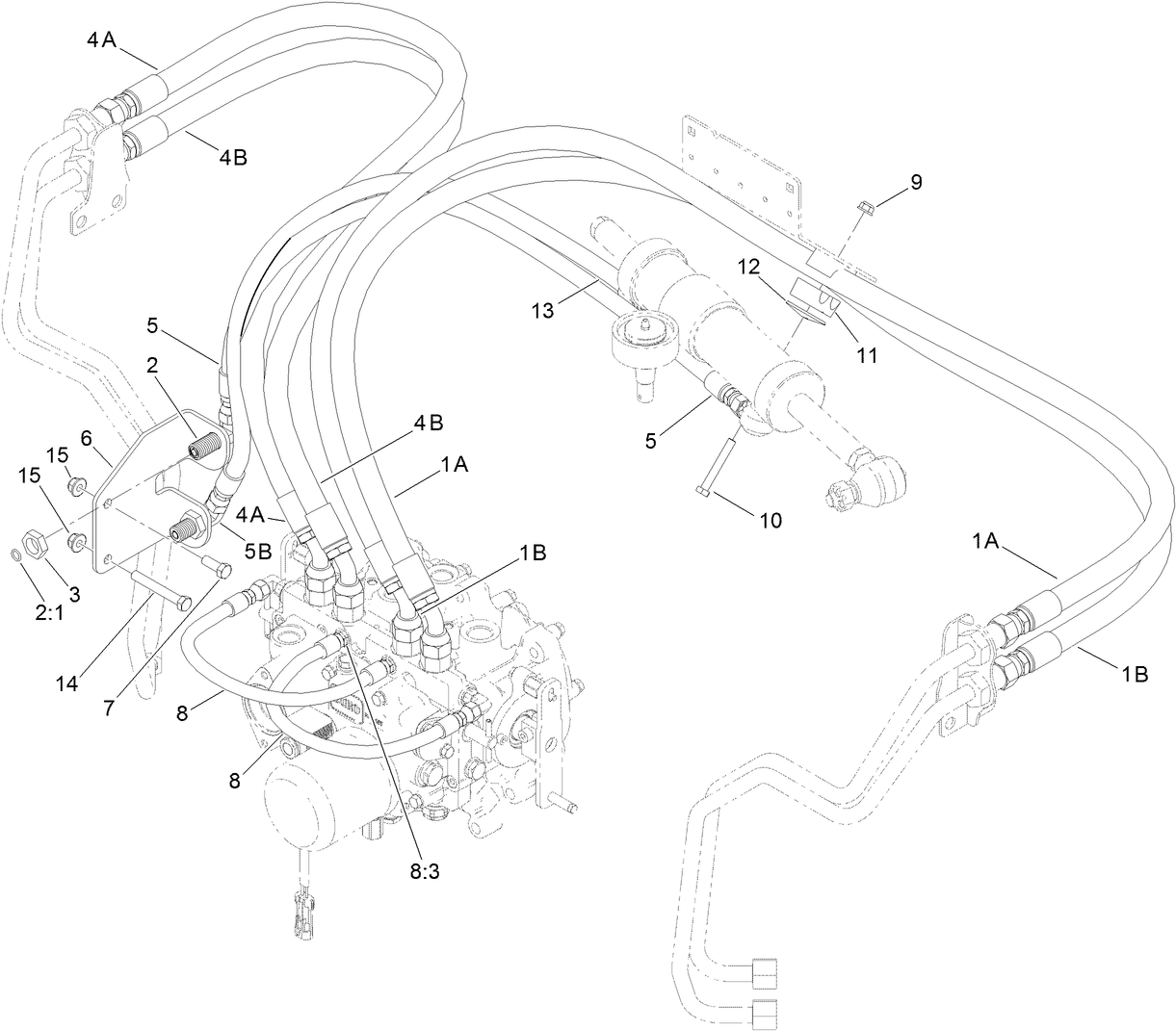 2 Wheel Drive Hydraulic Hose Assembly