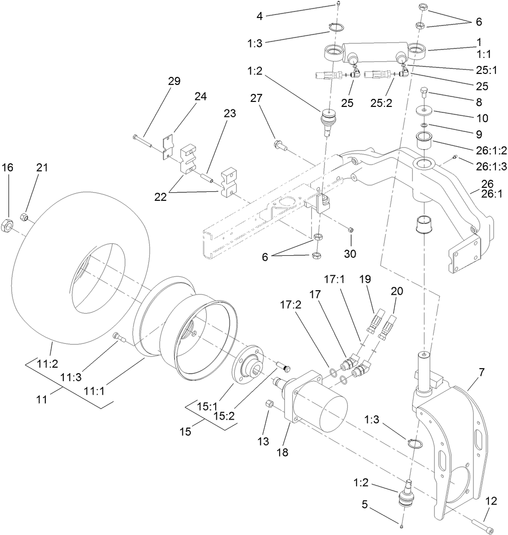 Rear Fork and Tire Assembly