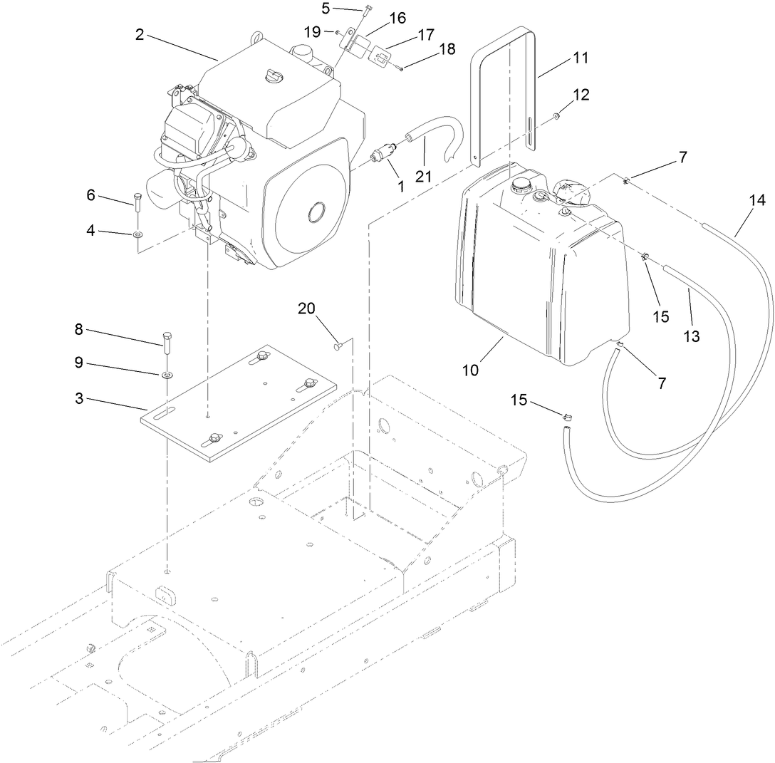 Engine and Fuel Tank Assembly