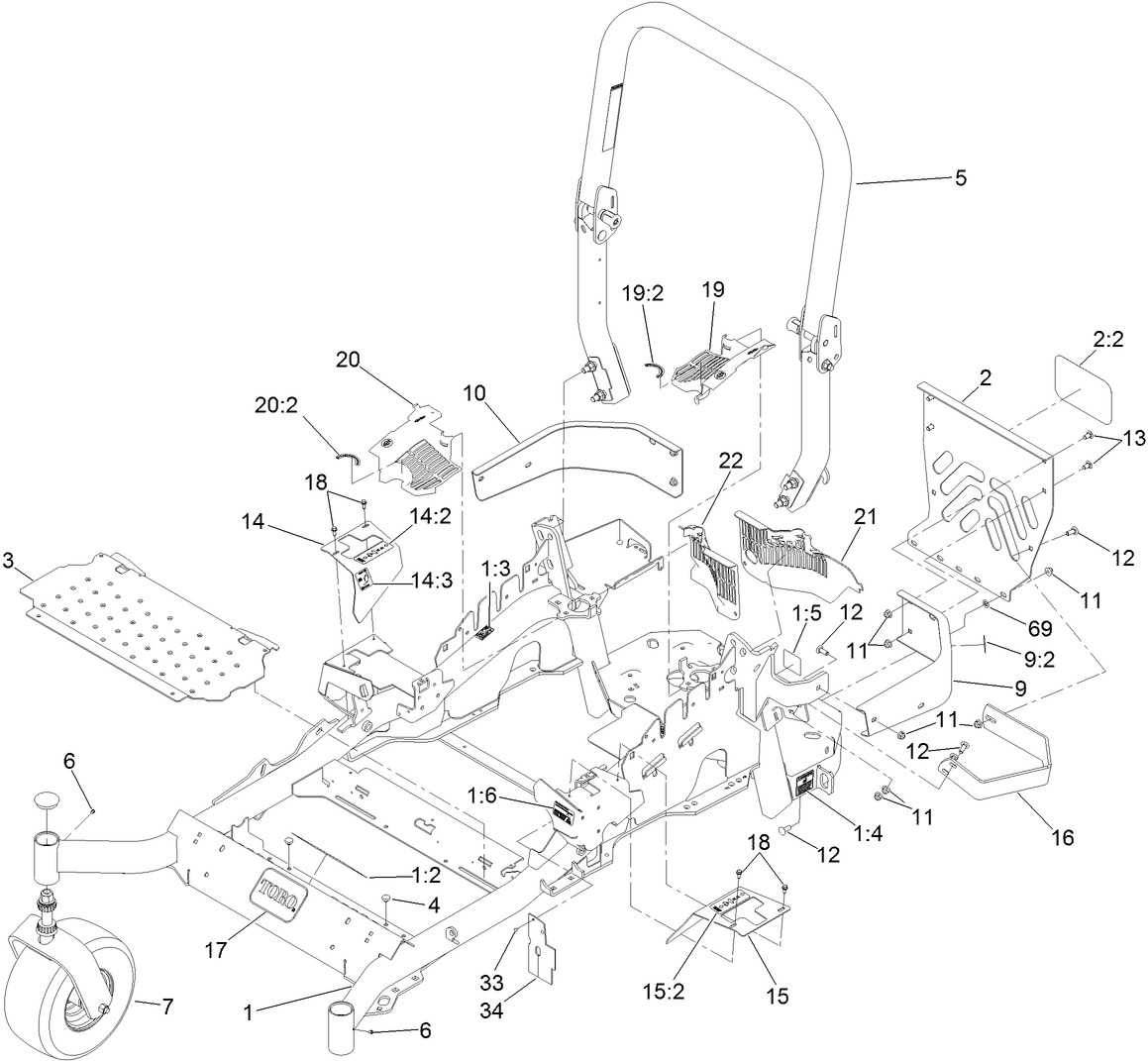 Frame and Caster Wheel Assembly
