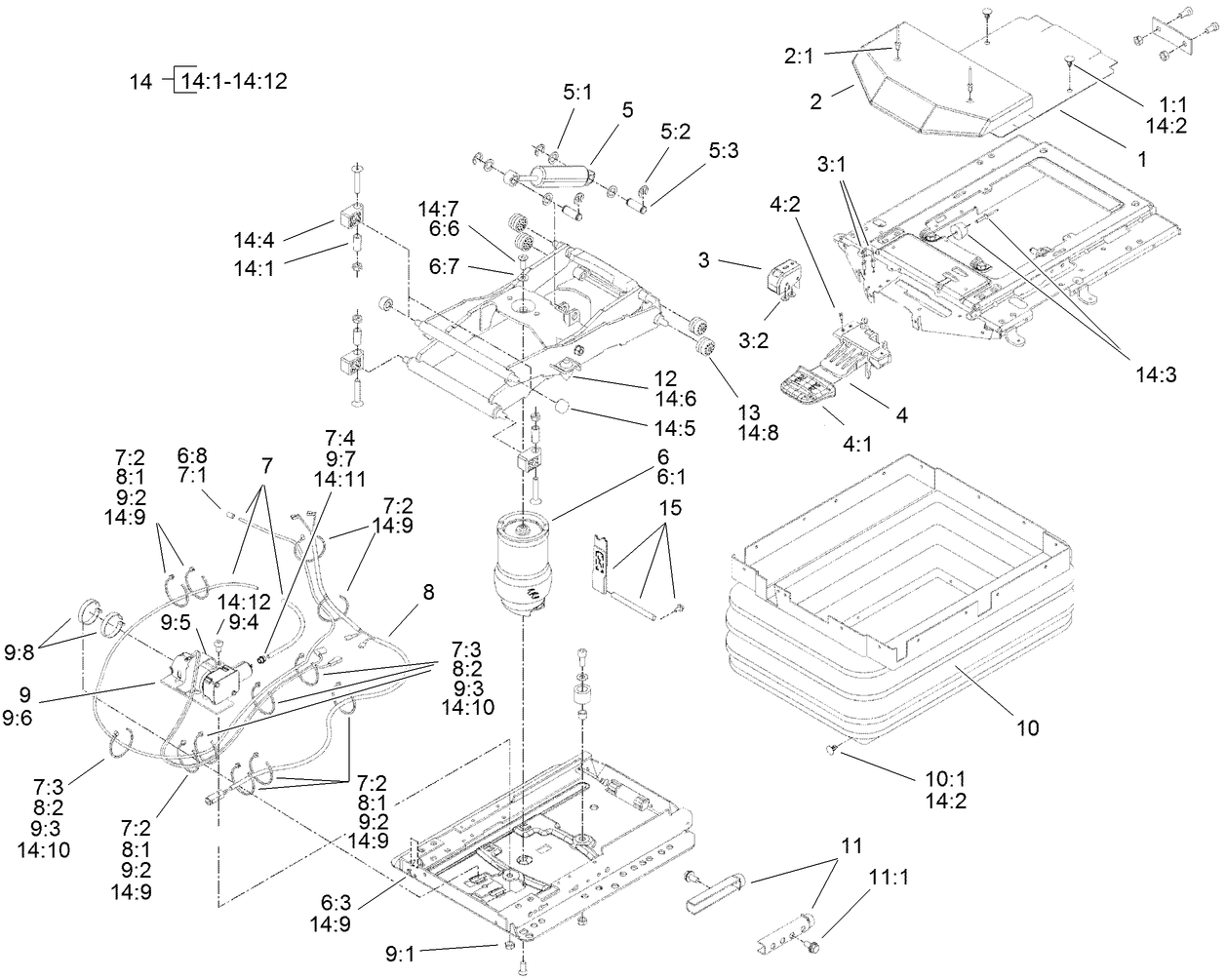 Air Ride Seat Suspension Assembly No. 108-1488