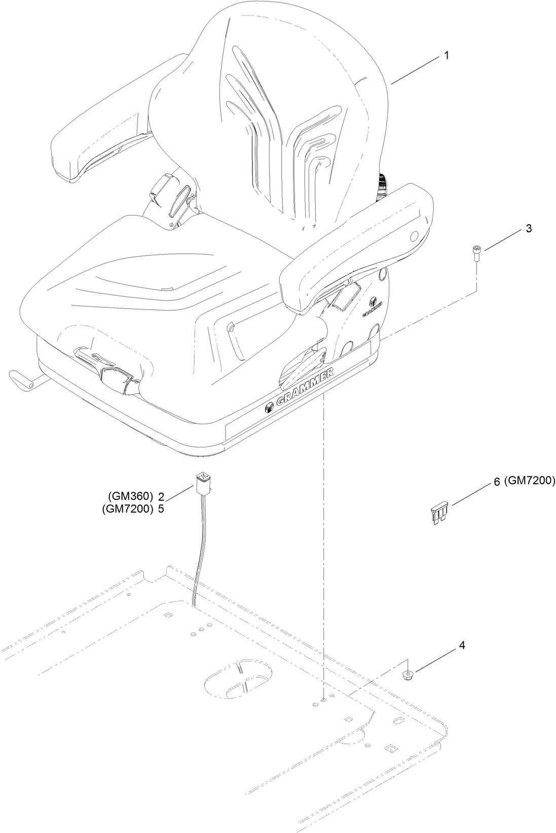 Grammer Seat with Air Ride Suspension Assembly