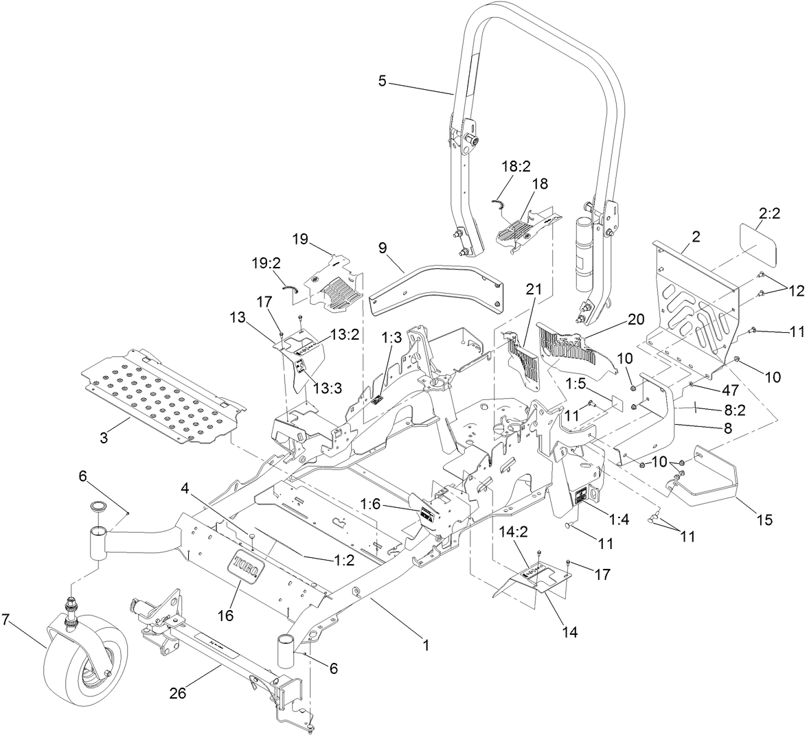 Frame, Caster and Z Stand Assembly