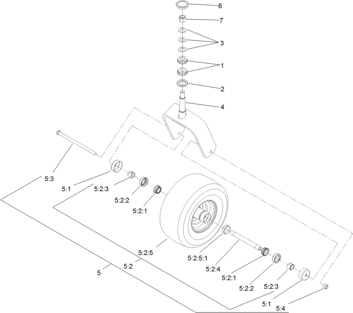 Caster Wheel and Fork Assembly