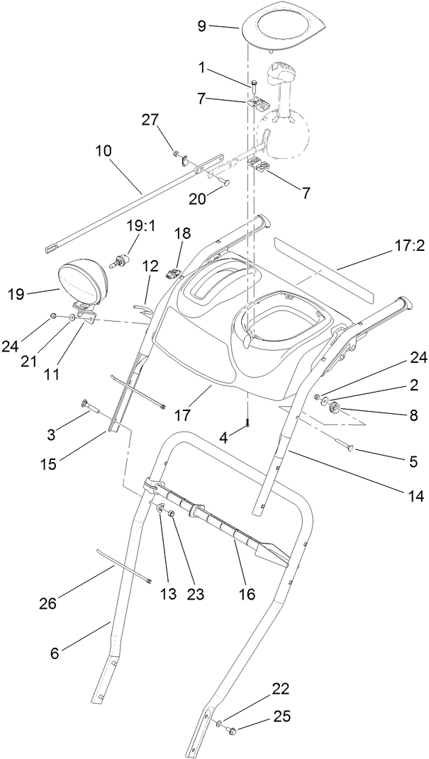 Lower Handle and Headlamp Assembly