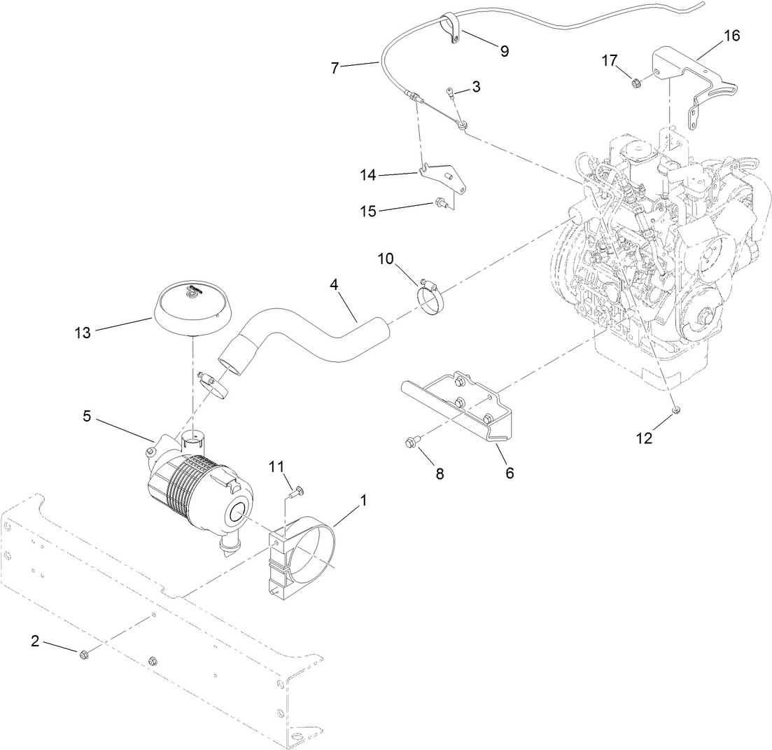 Air Cleaner, Throttle and Engine Mount Assembly
