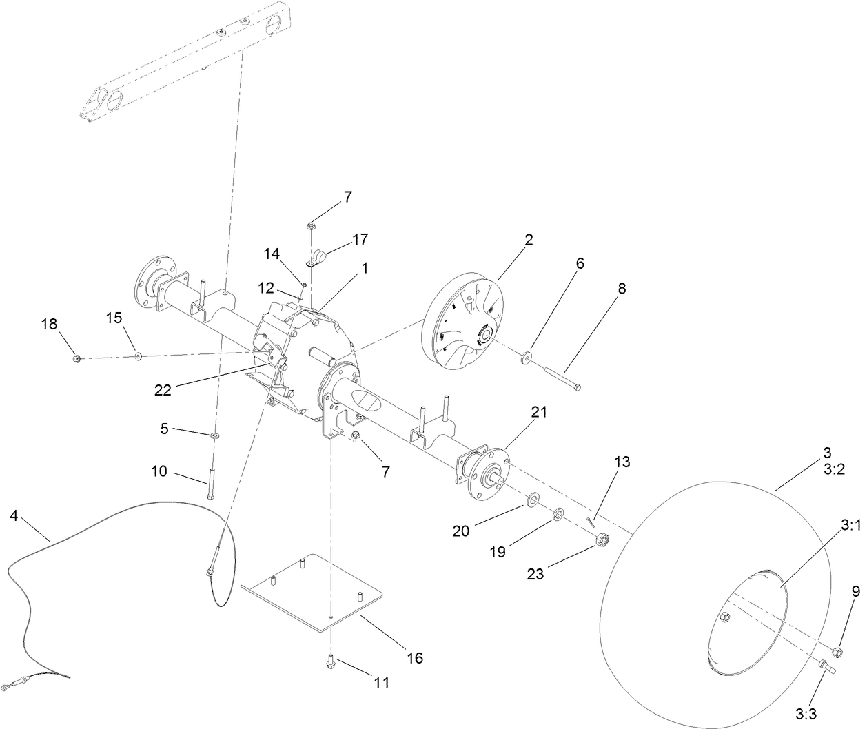 Secondary Clutch and Rear Axle Assembly