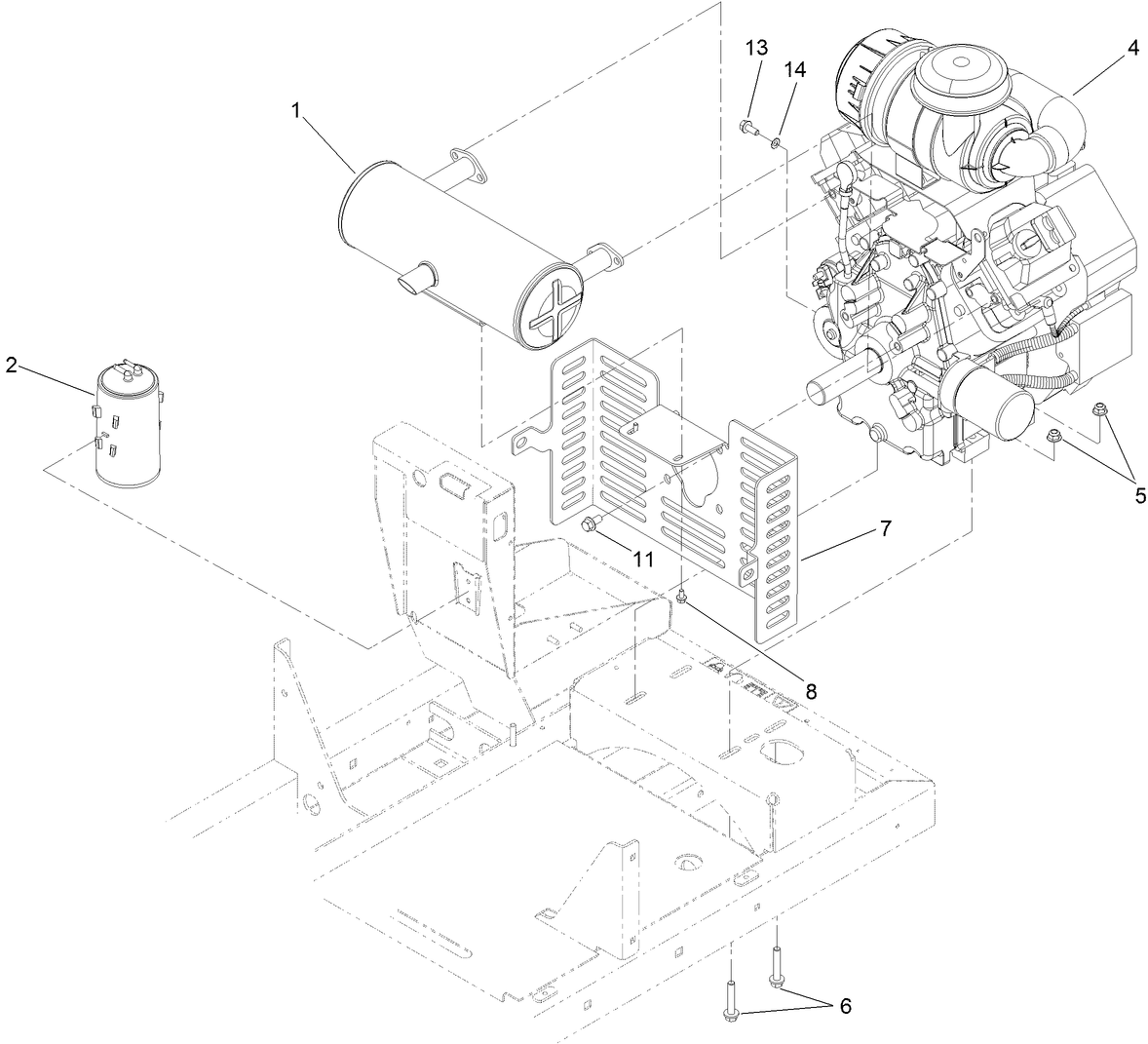 Engine and Muffler Assembly