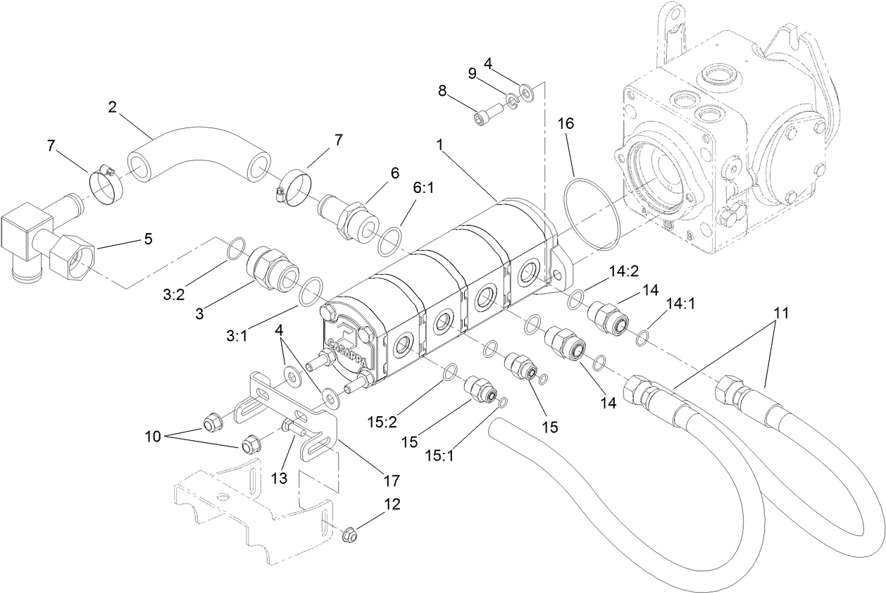 Gear Pump Hydraulic Plumbing Assembly