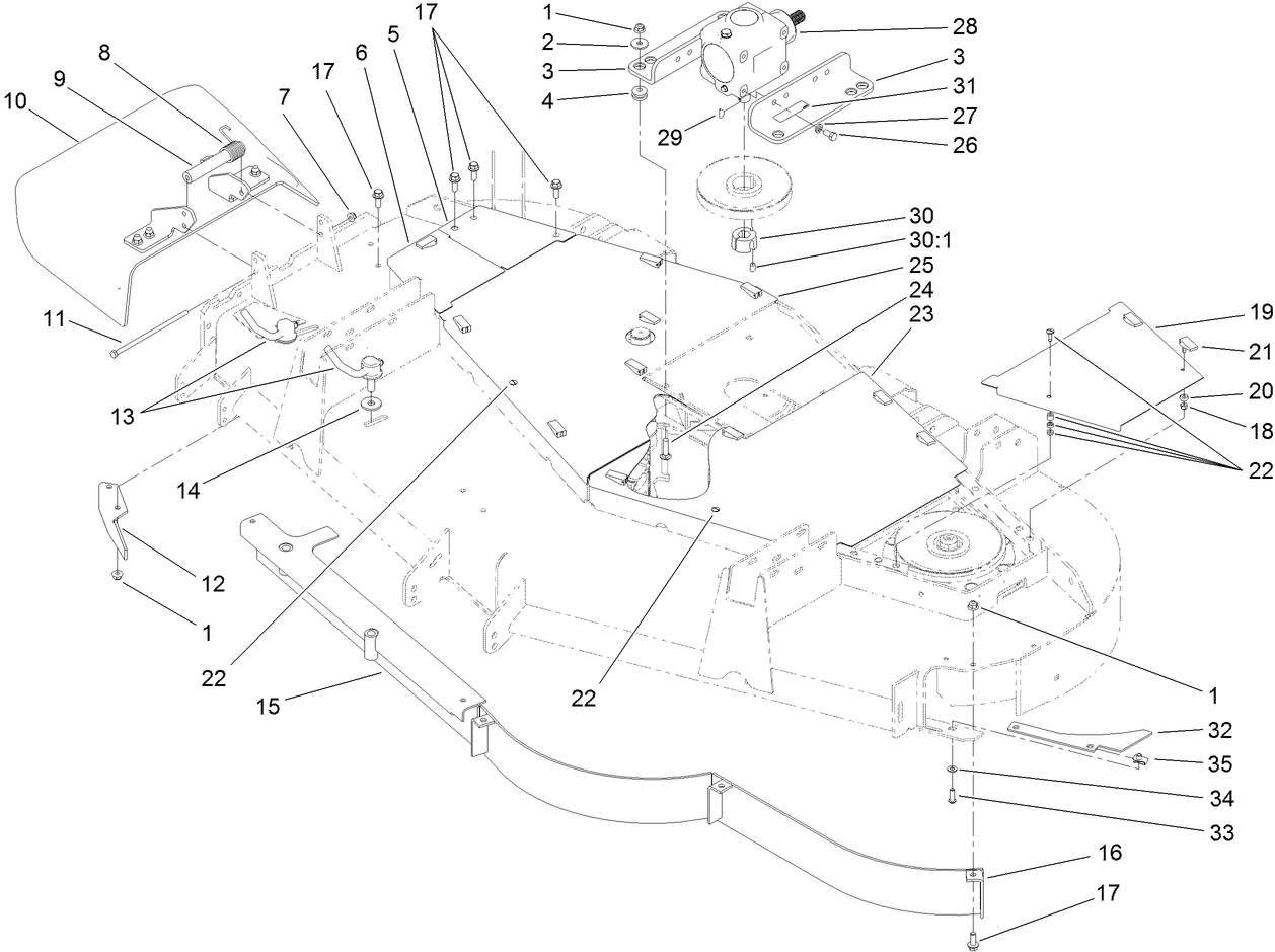 Gearbox, Baffle and Cover Assembly