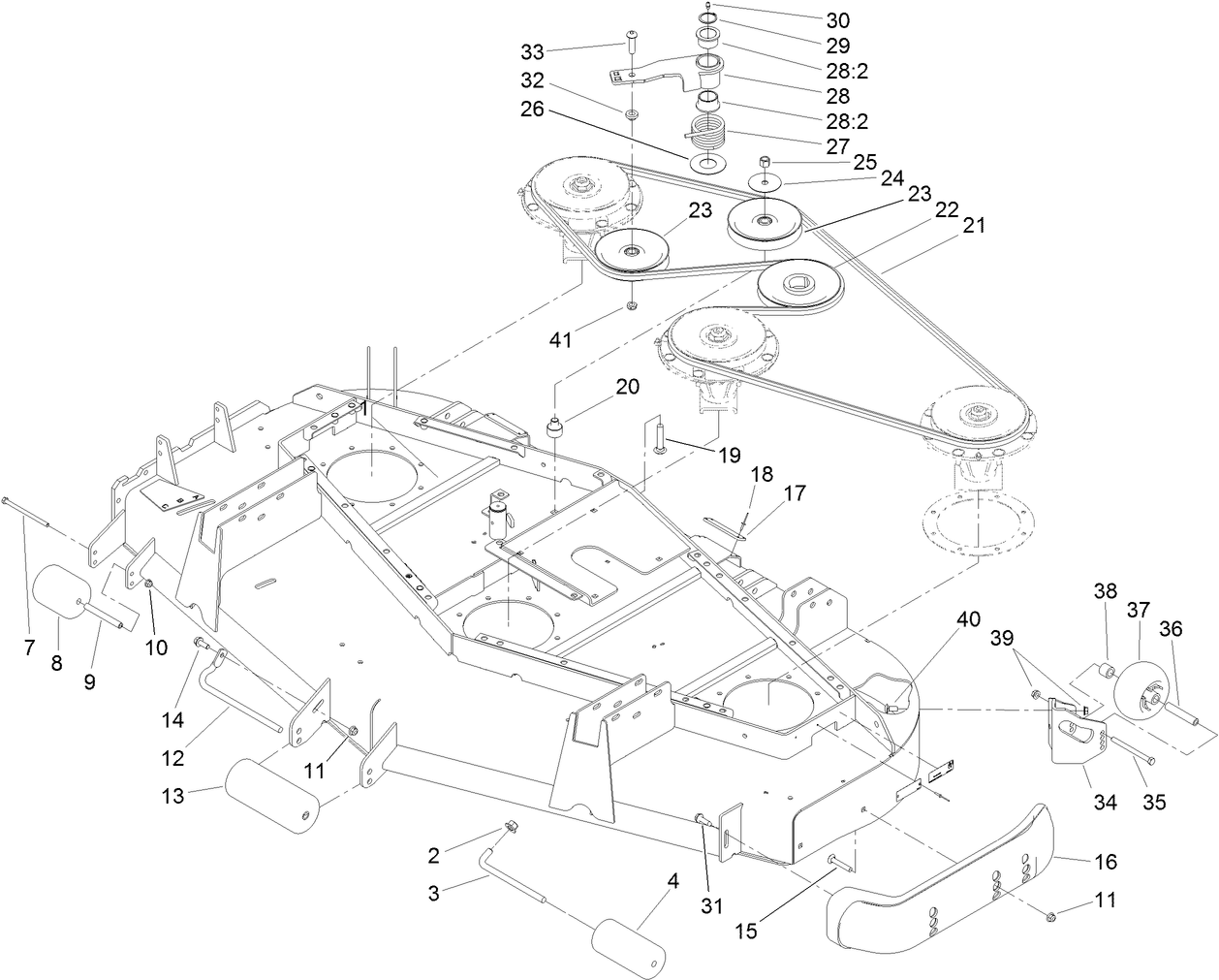 Deck, Belt and Pulley Assembly