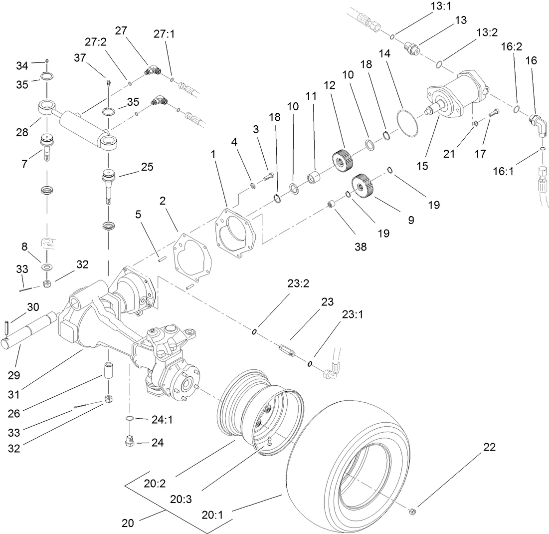 4-Wheel Drive Axle and Power Steering Assembly