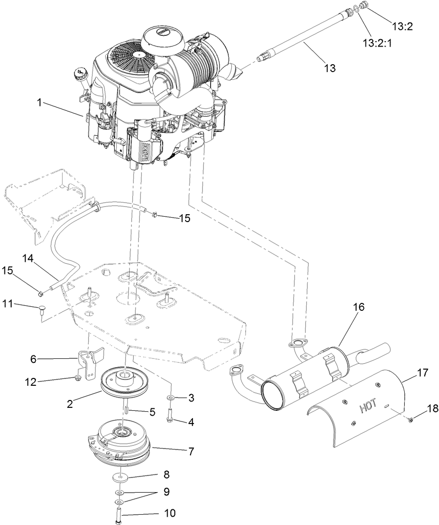 Engine, Clutch and Muffler Assembly