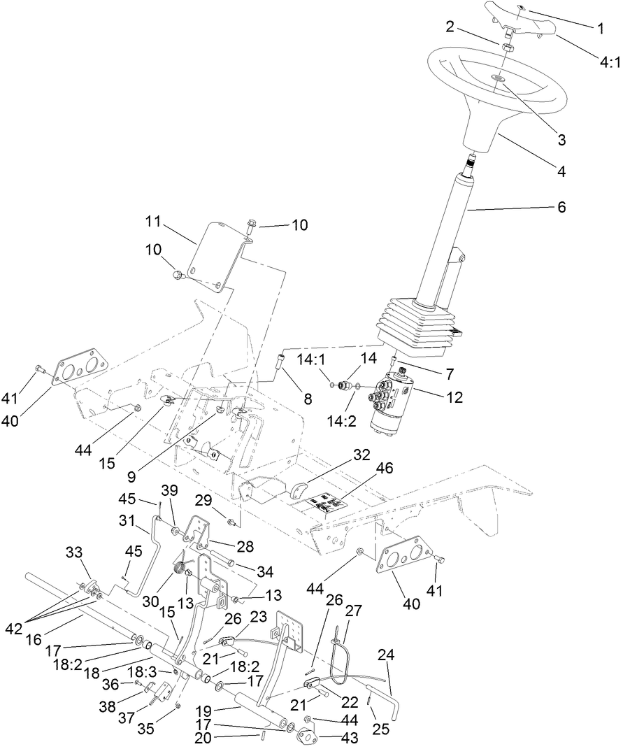 Steering Tower and Brake Pedal Assembly