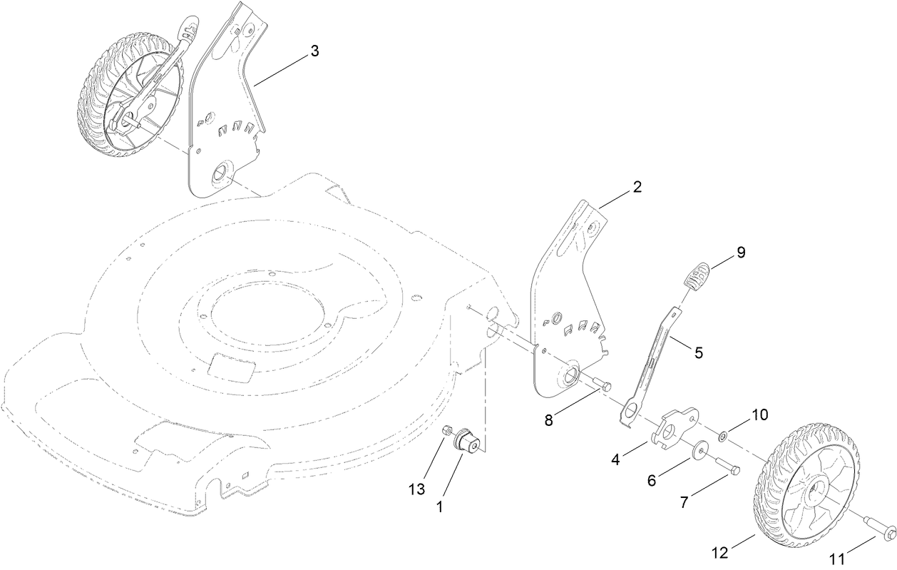 Rear Wheel and Height-of-Cut Assembly