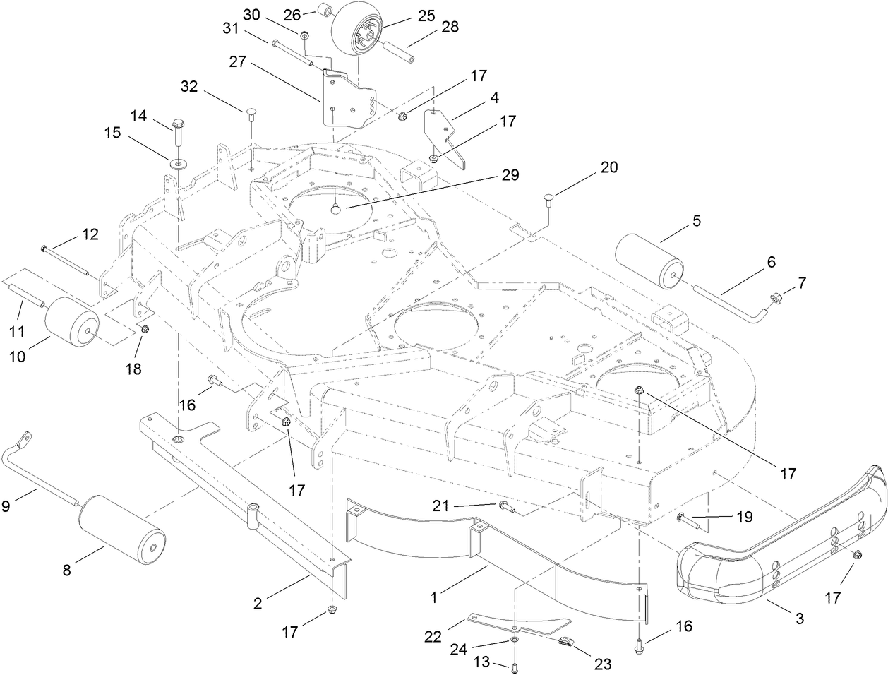 Deck Baffle and Roller Assembly