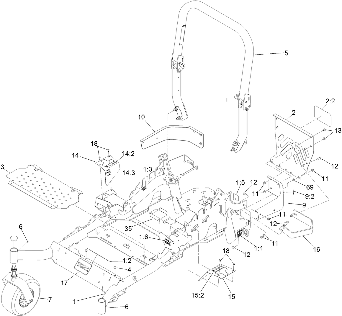 Frame and Caster Wheel Assembly
