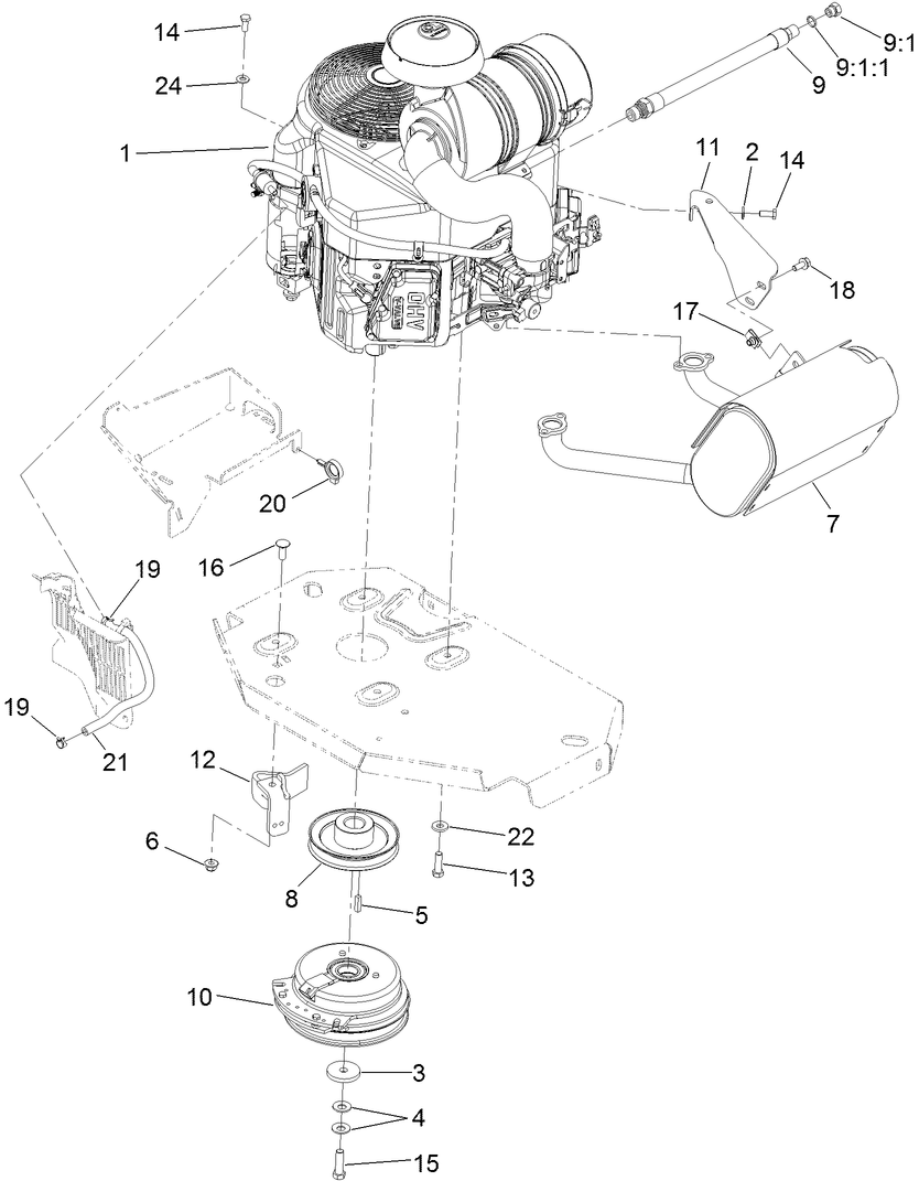 Engine, Muffler and Clutch Assembly