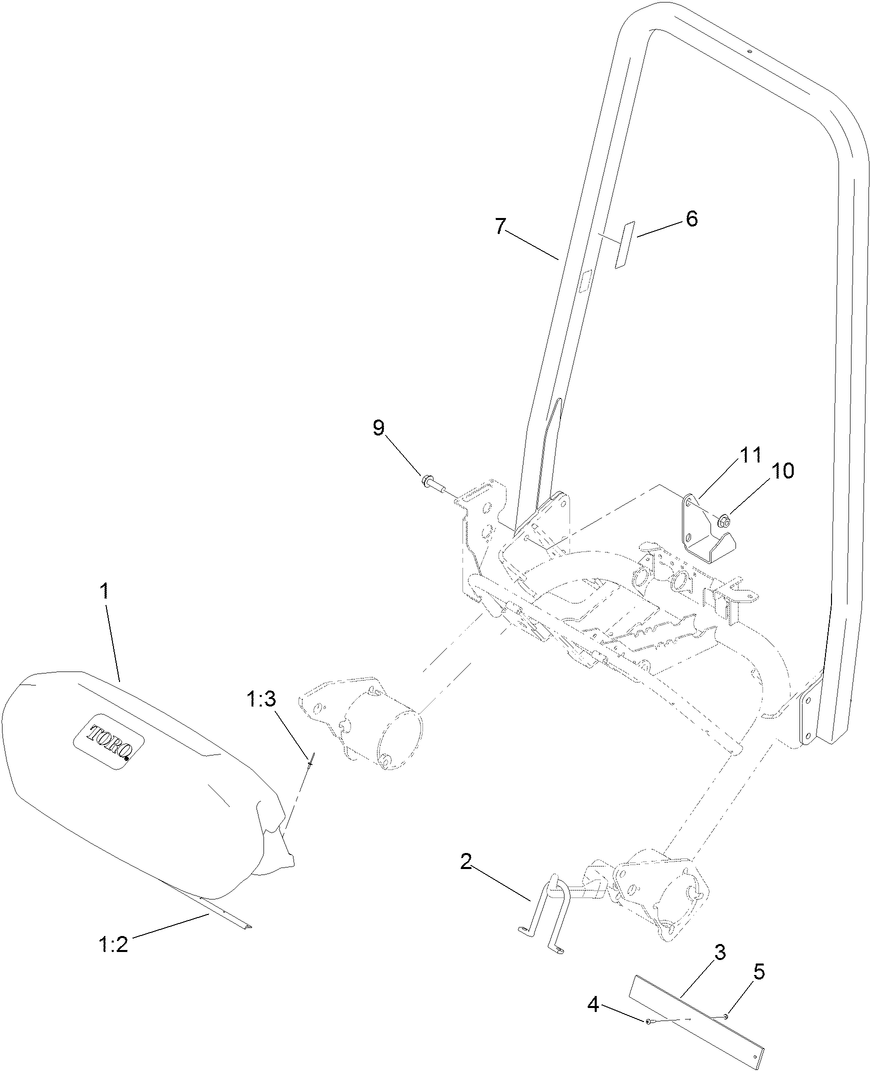 Grass Basket and Roll-Over Protection System Assembly