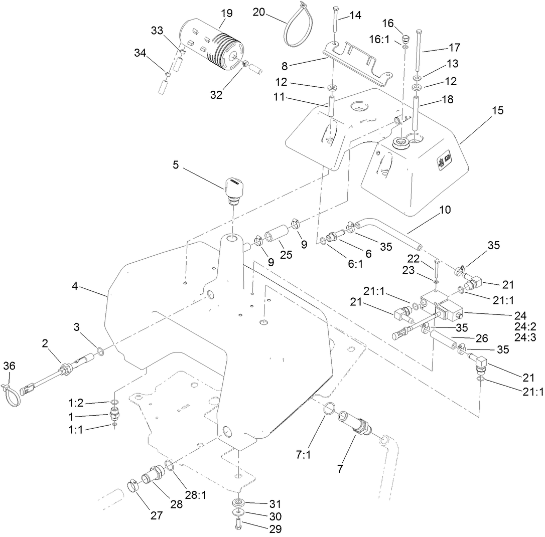 Hydraulic Reservoir and Leak Detector Assembly