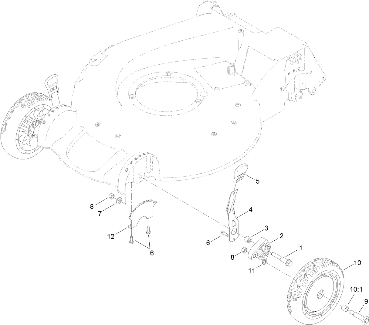 Front Wheel and Height-of-Cut Assembly