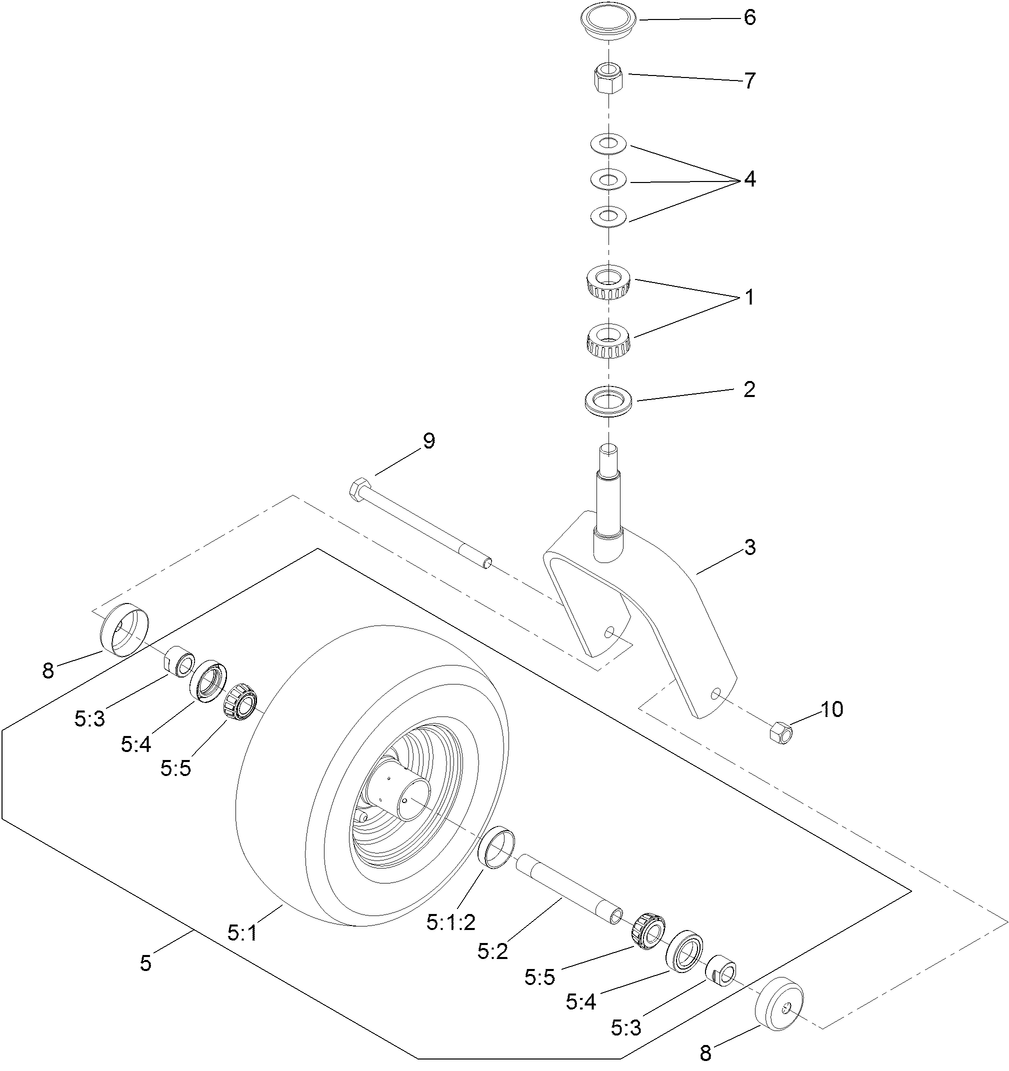 Caster Fork and Wheel Assembly